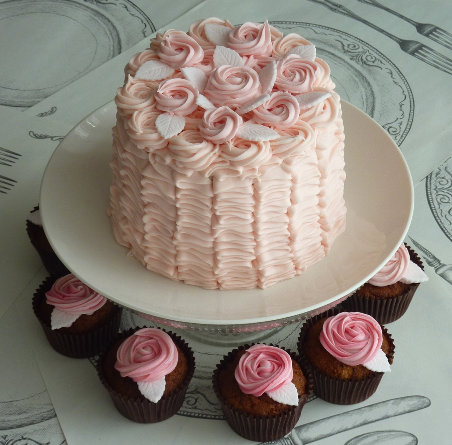 Buttercream Ruffles And Roses Cake