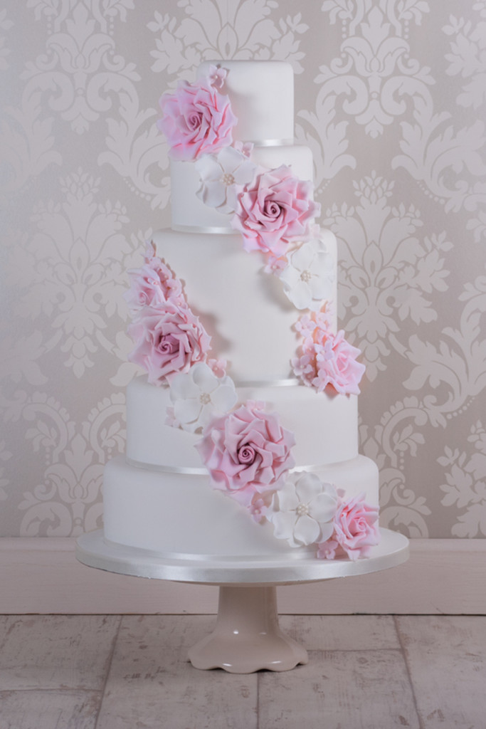 Cascading Rose Wedding Cake