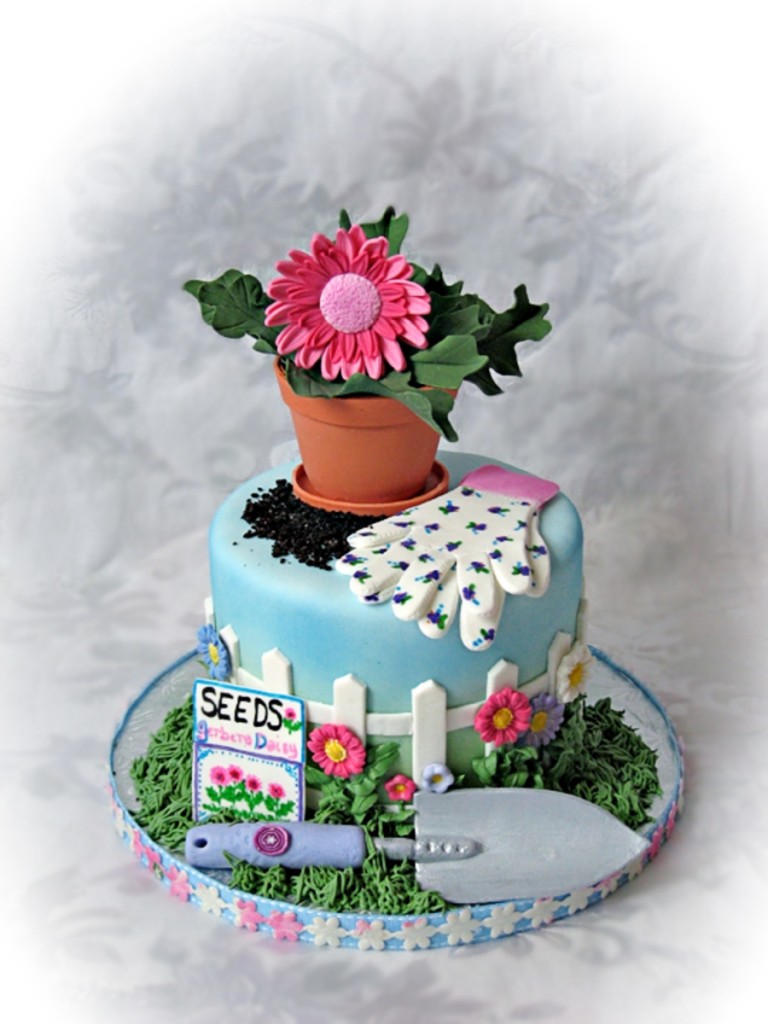 Garden Theme Gerbera Daisy Cake