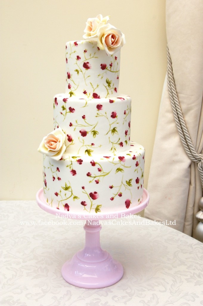 Tiered Painted Roses Cake