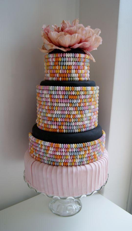 Colorful Candy Necklaces Tiered Cake