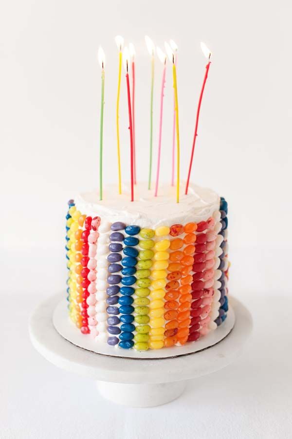 Colorful Rows of Jelly Beans Birthday Cake