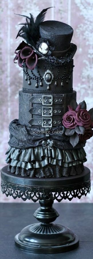 Gothic Wedding Cake with Top Hat