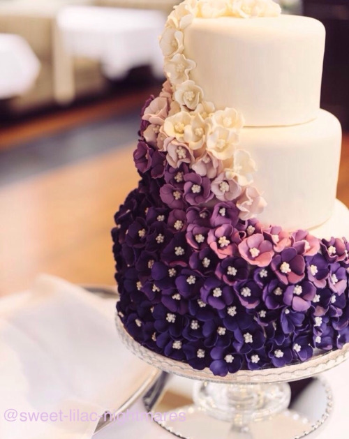 Purple Flower Wedding Cake