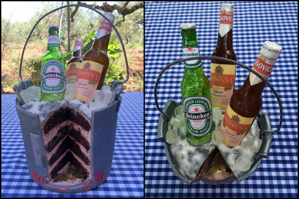 Realistic Beer Bucket Gravity Cake