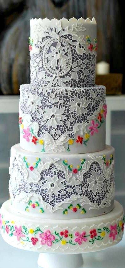 Vintage Lace and Embroidery Cake