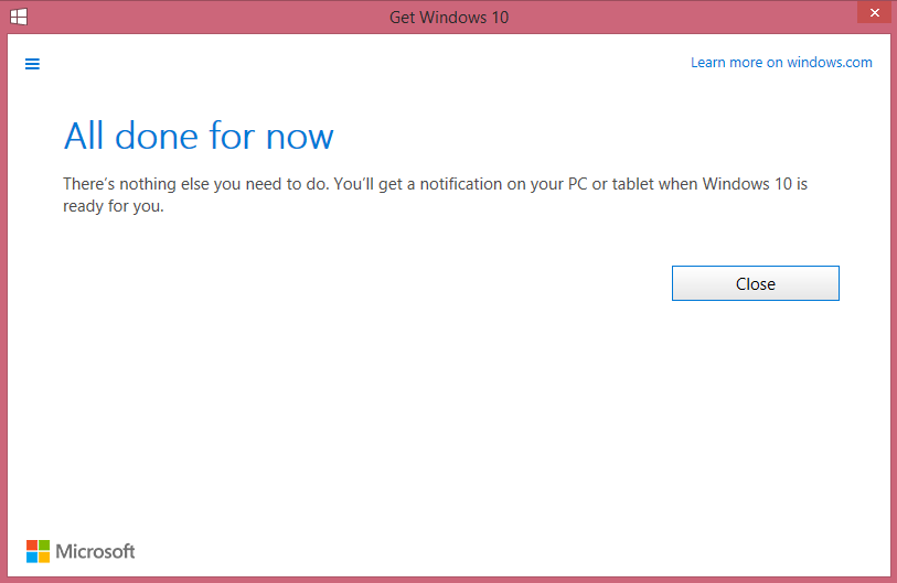 Confirmation when you are done with the reservation.